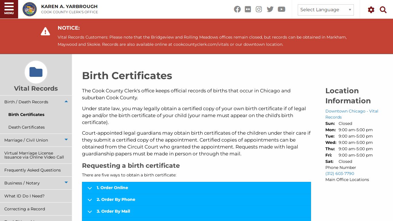 Birth Certificates | Cook County Clerk